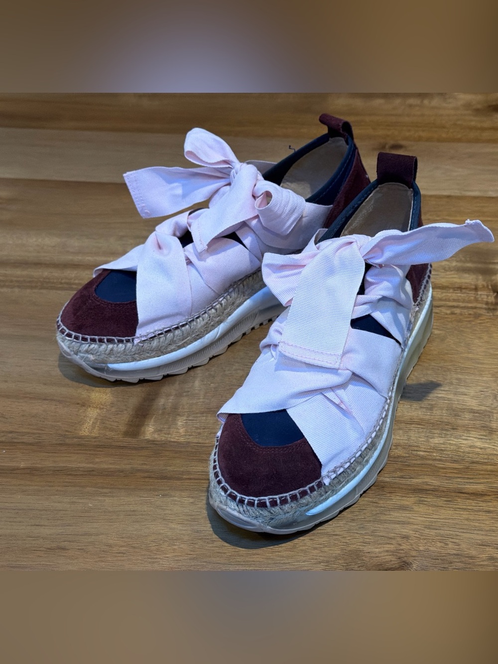 Free People Pink/Navy/Maroon Chapmin Espadrille Sneaker Size 38/ US 8 EUC